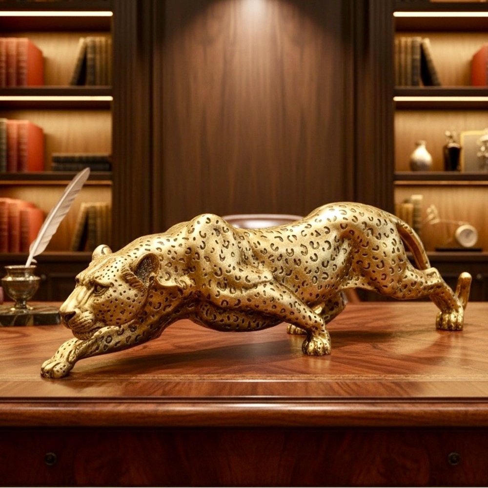 Ferocious Crawling Jaguar Sculptural Figurine - Decorative Home Accent
